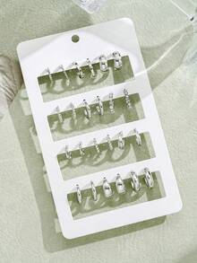 6/12pairs/Set Minimalist Metal C-Shape Hoop Earrings, Multipurpose Earrings Set For Women, Everyday Wear - Multicolor - View 6