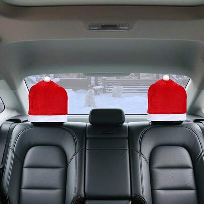 4PCS Christmas Car Seat Headrest Cover Santa Claus Hat Seat Cover Car Seat Interior Accessories Decoration Christmas New Year Gift Decoration,Santa Claus Hat Car Seat Headrest Cover, Cute Dust-Proof Headrest Cover Auto Christmas Decor, Non-Woven Santa Hat Scratch-Proof Seat Head Rest Protector For Most Cars,Eat Headrest Cover Decorative Accessories, Creative And Cute Quick-Install Holiday Atmosphere Accessories, Universal For Most Cars