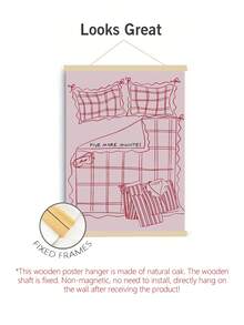 1 件“再睡五分钟”主题床头墙画，粉色“睡过头”主题，卧室装饰画，青少年宿舍装饰，家居墙面装饰，无框 - 彩色 - 查看 10