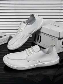 Plus Size & Wide Width Men's Formal Shoes, Round Toe, Casual Sneakers, White Leather Shoes