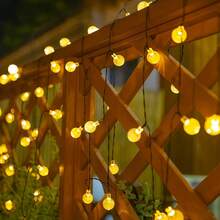 1 pieza Luces de cadena de cristal solares LED de 200/100/20, luces solares para exteriores, alimentadas por energía solar, 8 modos de iluminación, adecuadas para patio, balcón, jardín, valla, Navidad, decoración solar para el patio