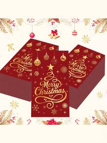 20 件/套圣诞节餐巾，带有金色树、球和雪花设计 - 双层纸，用于节日祝福和装饰、圣诞节餐桌装饰 - 彩色 - 查看 3