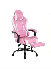 Ergonomic Racing Style Gaming Chair | Computer Desk Chair With Adjustable Lumbar Support | Breathable, Reclinable Design For Long Gaming/Work Hours - 粉色 - 查看 2