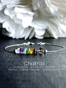 7 Chakra Bracelet Exquisite 7 Original Healing Crystals Made Women's Holiday Blessing Gift - Silver - View 5