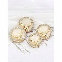 10pcs Christmas Diamond Studded Deer High-End Button, Gold Button, Suitable For Decorating Coats, Sweaters, Cardigans, Shirts And Other Clothing, Classic Style For Women's Coats, - Gold - View 7