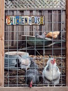 1pc Vintage Farm Metal Tin Sign, Chicken House Wall Sign, Chicken Crossing Metal Wall Sign, Henhouse Wall Plaque, Rustic Wall Decor For Farm, Farmhouse, Yard, Porch, Home, Henhouse, Chicken House, Outdoor, Farmhouse Decoration, Farm Wall Hanging Plaque, 4x16 Inch