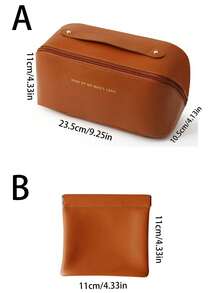 1pc Makeup Bag Simple Travel Cosmetic Bag Wash Bag, Makeup Storage Bag, Portable Outdoor Travel Toiletry Bag, Fashionable Handbag For Travel Daily Use, Travel Goods Storage Bag, For Makeup Tools, PU Leather, Travel Accessories Men Toiletry Bag Makeup Brushes Storage School Supplies Travel Essentials Make Up Bag Holiday Essentials Makeup Bags Makeup Pouch Makeup Organizer Winter