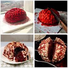 万圣节僵尸大脑形状硅胶烘焙模具 - 适用于蛋糕、糖果、肥皂、布丁和巧克力，理想的万圣节装饰 - 彩色 - 查看 5