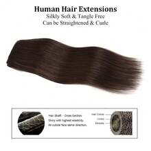 8pcs Deep Brown #2 Clip-In Hair Extensions, For Women, Real Human Hair, Yaki Texture, Instant Wear, 5-Minute Installation, Saves Morning Time - Dark Brown - View 9