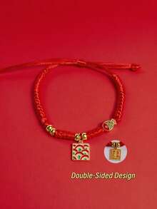 1 قطعة من اكسسوارات الحيوانات الأليفة، قلادة عنق مضفرة، طوق من الحبل الأزرق والأحمر بعقدة مباركة، لوازم الحيوانات الأليفة لمناسبات الربيع والأعياد والسنة الجديدة