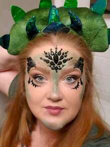 Set de 2 piezas de disfraz de cabeza y cola de dinosaurio para fiesta de carnaval - Verde - Ver 5