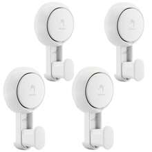 4pcs Powerful Suction Cup Hooks And No Drill Wall Mounted Towel Rack, Kitchen Hooks, No Drilling Required, Reusable, Waterproof, 360° Rotation, 2pcs Shower Hooks, 1pc Towel Rack, Kitchen Suction Cup Hooks, Suitable For Bathroom, Wall, Bathrobe, Coat, Practical Hooks - White - View 5