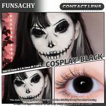FUNSACHY 黑/白色角色扮演隐形眼镜 14.5 毫米软性隐形眼镜 万圣节派对化妆隐形眼镜 年度一次性自然软性隐形眼镜 万圣节服装角色扮演