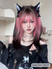 alicegarden 1顶合成耐热假发，长直发带刘海，20英寸长，纤维材质，适合日常佩戴，高度逼真 - 彩色 - 查看 2