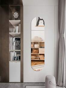 4 Peças Adesivos de Espelho de Parede Autoadesivos, Espelho Longo Acrílico Macio e Flexível para Quarto, Adequado para Decorar Lojas e Shoppings