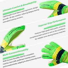 Soccer Goalie Goalkeeper Gloves – Pro-Level Super Superior Grip, Enhanced Finger Protection, Breathable & Durable Comfort For Training, Matches – Adult Sizes 6-10 - 綠色 - 查看 4
