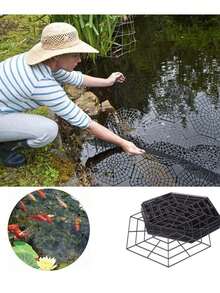 20 piezas Redes protectoras de peces resistentes a los rayos UV - Cubiertas de malla flotante con diseño de rejilla de diamante, evita que las aves atrapen a los peces, plástico negro, 26.8cm X 26.3cm Ligero y duradero para estanques de jardín Juego de 20 piezas de red protectora de peces de 6 esquinas, red protectora de peces de estanque, protector de estanque