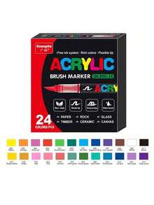 GuangNa 12/24/36/48/60/72/100/120/168/200/240/288 Colors Stylish Liquid Acrylic Marker With Personalized Soft Nib Design Colored Ink Pen For Calligraphy, Drawing And Coloring Essential Watercolor Pen - School Supplies Marker , Back To School Gifts