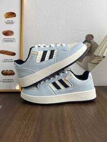 1 Pair Women's Non-Slip, Durable, Lightweight, Fashionable Casual White Sneakers, Outdoor Lace-Up Patchwork Flat Shoes For Indoor & Outdoor Wear