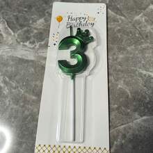 1件創意綠色皇冠造型0-9數字生日蠟燭，生日蛋糕裝飾，生日派對裝飾，適用於生日、週年紀念、性別揭曉派對、單身女派對、畢業典禮 - 綠色 - 查看 7