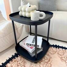1pc Modern Minimalist Creative Coffee Table With 2-Tier Storage Shelves, Suitable For Living Room, Bedside, Bedroom And Office, Milk & Oil Style Coffee Table, Easy Assembly