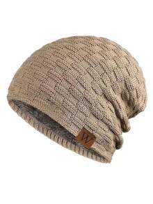 1pc Men's Knitted Hat, Cap With Fleece Lining, Thick Warm Ear Protection Beanie For Autumn/Winter Autumn Decor