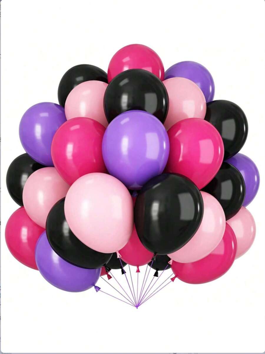 61 de baloane mov negre și roz, baloane mov negre și roz aprins de 10 inch pentru fete, ziua de naștere, baby shower, nuntă, dezvăluirea sexului, Valentine, decorațiuni de mireasă
