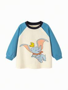 mini bala Kids Dumbo Cartoon Long Sleeve Tee Soft Comfortable Cute Everyday Top - Lake Blue - View 4