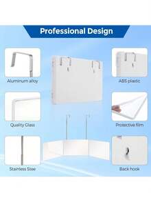 Espelho Triplo - Vidro Genuíno | Espelho Triplo para Cortes e Penteados | Ferramenta de Corte de Cabelo DIY para Aparar, Cortar ou Raspar a Cabeça e a Nuca em Casa | Ajustável, Portátil, Penteado Sem Esforço - Espelho de Maquiagem Triplo Multifuncional, Adequado para Homens e Mulheres - Perfeito para Maquiagem, Penteados, Edição Preta | Design Mãos Livres | Barato | Ótimo para Presentear | Maquiagem | Ferramentas de Maquiagem | Presentes Baratos | Presentes para Mulheres | Presentes de Natal