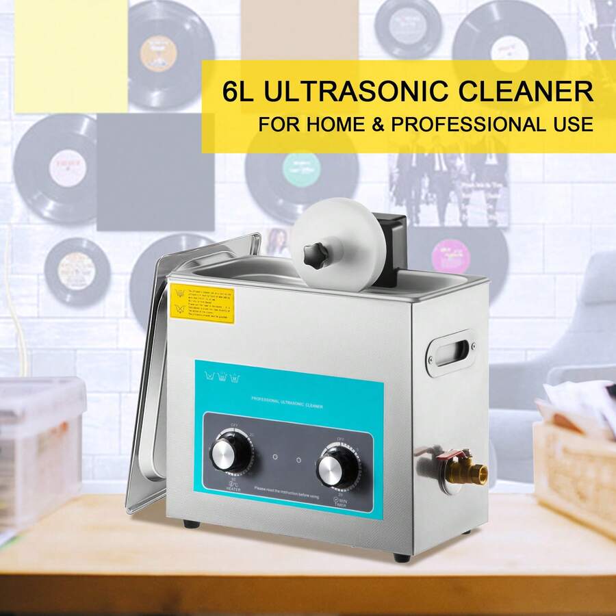6L 40kHz Ultrasonic Vinyl Record Cleaner, Knob Control Ultrasonic Record Cleaner, 4-Disc Vinyl So Nic Cleaner, Stainless Steel Tank With Mechanical Heater And Timer - 查看 1