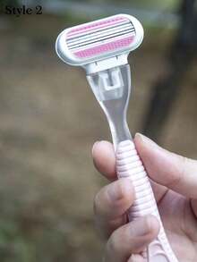 1 个手柄 + 4/8 个刀片套装 女士比基尼手动脱毛工具 3 层不锈钢剃须刀片可更换安全剃须刀片 - 彩色 - 查看 7