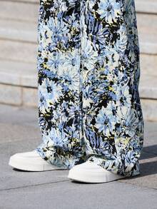 Men's Casual Fashion Versatile Street Style Hip-Hop Loose Floral Print Wide Leg Casual Pants - 藍色 - 查看 8