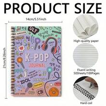 1pc K-Pop Spiral Notebook - Vibrant K-Drama Design With Headphone & Music Elements, 100 Pages, Suitable For Travel, Work, School Or As A Perfect Gift For Fans, Colleagues, Friends And Sisters, Ideal K-Pop Fan Gift