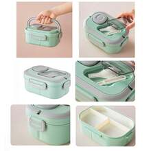 40.5 Oz.Large Salad Bowl,1 Adult Bento Box, Salad Container, Large Salad Bowl, Bento-Style Tray For Toppings, 3 Oz. Sauce Container For Dressing, With Reusable Fork And Knife - 彩色 - 查看 7