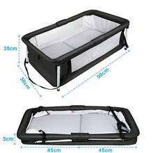 Travel Cot, Suitable For Baby Equipment At Home Or While Traveling, Portable, Foldable, Suitable For Newborns Up To 2 Years, Foldable Travel Cot, Side Bed, With Mosquito Net, 90*70*50cm - 黑色 - 查看 8