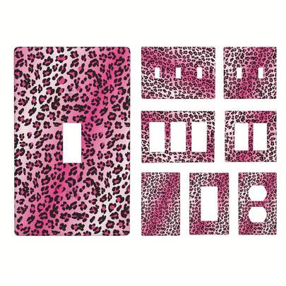 1pc Pink Leopard Wall Plate Cover Switch Plate Covers Unbreakable Polycarbonate Thermoplastic For Bedroom Room Decoration