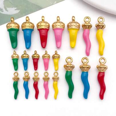 2pcs Stainless Steel Chili Charms Enamel Italian Corno Charms Chili Pepper Pendants For Earrings Necklace Jewellery Making Mini Hot Peper For Bracelet DIY Crafts