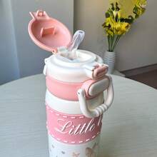 1pc High-Quality Thermal Insulated Tumbler, Portable Double-Wall Stainless Steel Cute Straw Cup