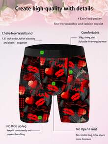 1 条装男士新奇短裤，个性时尚图案印花，四针六线工艺，涤纶纤维弹力面料，柔软亲肤，速干透气，情人节礼物，松紧腰带，调皮可爱男士休闲内裤 - 彩色 - 查看 8