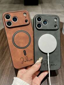 [定制] 个性化奢华 DIY 名字仿皮手机壳适用于 17 Air 17 Pro Max 16 15 14 13 12 11 Pro Max Plus 磁性无线充电镜头保护套，时尚，多彩，复古，可爱，简约，有趣，定制，个性化，独特，定制，送给他的理想礼物，送给她的理想礼物，男朋友，女朋友，家人，朋友，祖父母，情侣，周年纪念，生日，时尚，多彩，复古，可爱，简约，有趣，定制，个性化，独特，定制，送给他的理想礼物，送给她的理想礼物，男朋友，女朋友，家人，朋友，祖父母，情侣，周年纪念，生日，手机壳 - 灰色 - 查看 4