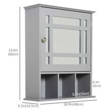Stylish Grey Wall-Mounted Bathroom Cabinet With Mirror Door And 3 Shelves - Versatile Organizer For Bathroom, Kitchen, And Bedroom Spaces