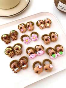 10个装发圈 - 可爱水豚发圈带拇指环 - 女孩发带 - 女孩弹力发圈 - 婴儿发带 - 发饰 - 彩色 - 查看 5