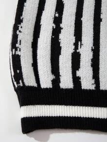 Maglione casual a righe con scollo a V e maniche lunghe da uomo, pullover lavorato a maglia con vestibilità ampia e versatile, adatto per primavera, autunno e inverno