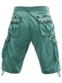 Plus-Size Men's Solid-Color Pure Cotton Fashionable Casual Campus College Style American High Street Outdoor Mountain Tactical Style Workwear Shorts - Màu xanh nhạt - Xem 4