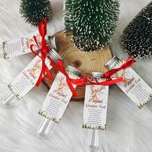 5pcs Magic Reindeer Food Set - Christmas Eve Tradition, Includes 5 Magical Reindeer Food Cards, 1.35 Oz Plastic Tubes, Red Ribbon & Holly Berry Design - Holiday Party Favor, Christmas Decor (No Food Included), Seasonal Celebration, Festive Packaging, Great Gift