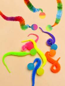 8pcs/5pcs/1pc Caterpillar Shaped Elastic Ball Cat Toys - Interactive Indoor Cat Toy Ball, Durable Polyester Pet Toys (Random Color)