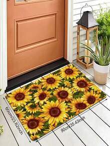 1pc New Sunflower Pattern Anti-Slip Doormat, Suitable For Living Room, Bedroom, Indoor - Machine Washable - Flannel Material, Delicate Wrap, Skin-Friendly, No Pilling, Water-Resistant Easy Care, Odorless - Ideal For Home Decor, Room Decor, Living Room Carpet, Bedroom Carpet, Bathroom Carpet, Kitchen Carpet, Area Rug, Hotel Decor - Area Rug, All Season Use