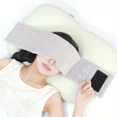 1个超大号重力睡眠眼罩头带 - 遮光隔音助眠，舒适面料，无需电池，白色和灰色可选，适合侧睡/俯睡者、打鼾者和疲劳缓解者，睡眠眼罩，舒适睡衣，简约设计，柔软面料眼罩