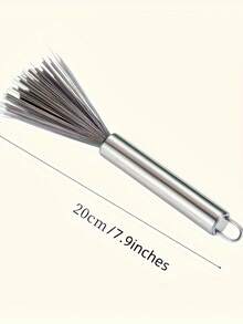 1pc Multi-Purpose Long Handle Hanging Cleaning Brush Stainless Steel No Power Required Convenient Cleaning Tool For Living Spaces - Silver - View 3