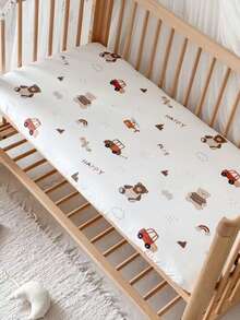 1 件柔软舒适的婴儿床笠，带有熊动物图案（39.37 * 23.62）英寸，（47.24 * 23.62）英寸，（51.96 * 28.34）英寸，爱情人节